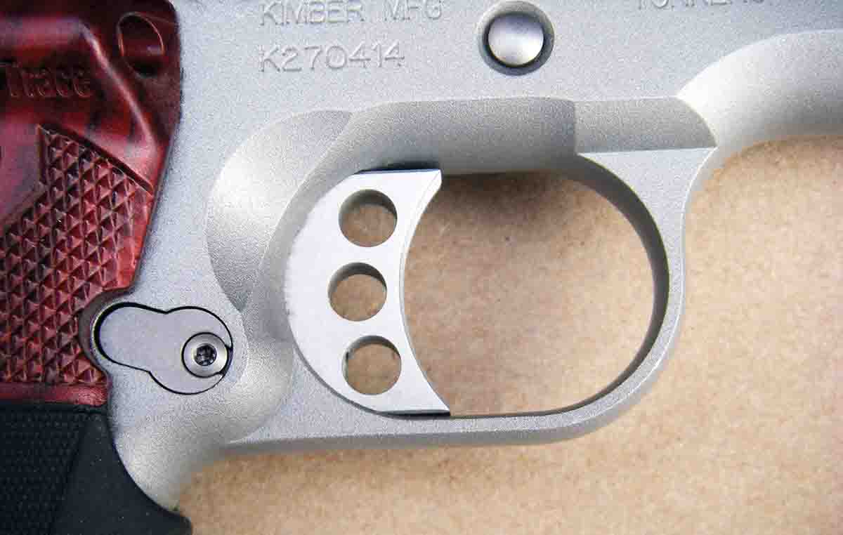 The extended aluminum trigger is set to break with a light, clean pull.